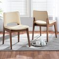 Baxton Studio Afton Mid-Century Modern Beige Faux Leather Upholstered and 2-Piece Wood Dining Chair Set Set of 2 188-11660-ZORO